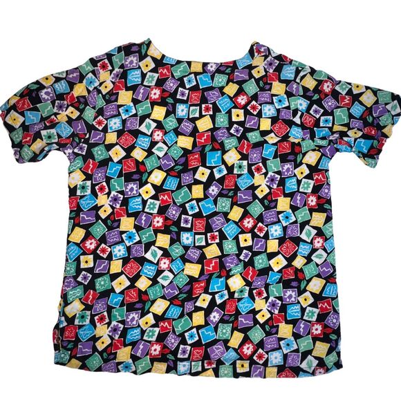 VTG Separate Issue Top Women 20 Button Front Colorblock Floral 80s 90s Shirt - Picture 2 of 10